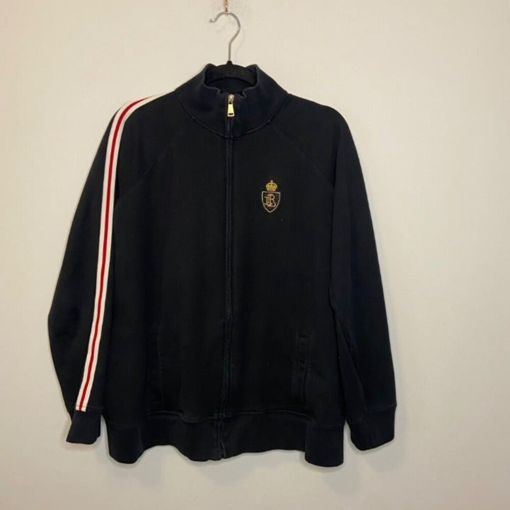 Lauren Ralph Lauren Black Full Zip Up Track Jacket Size XL Women